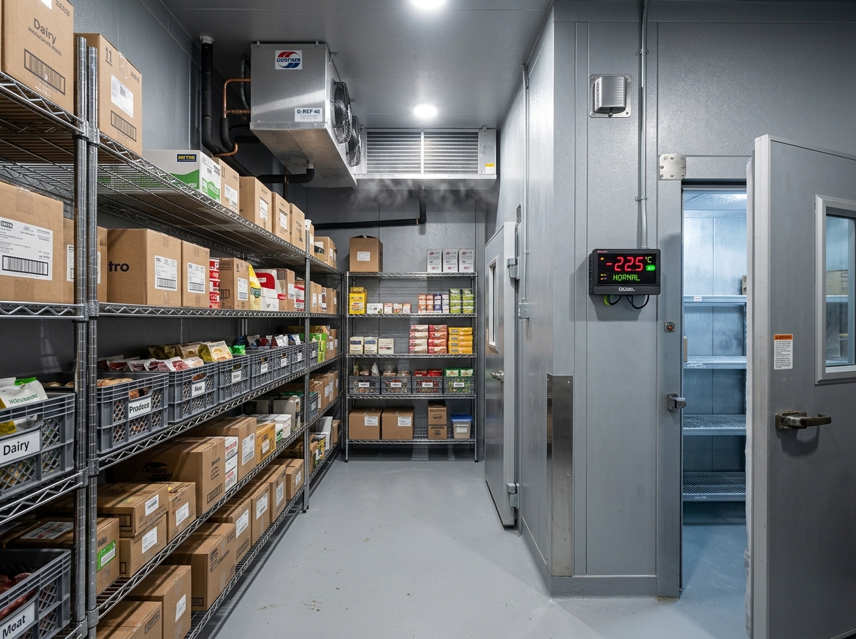 Instalación de cuarto frío y cámara frigorífica con evaporador industrial